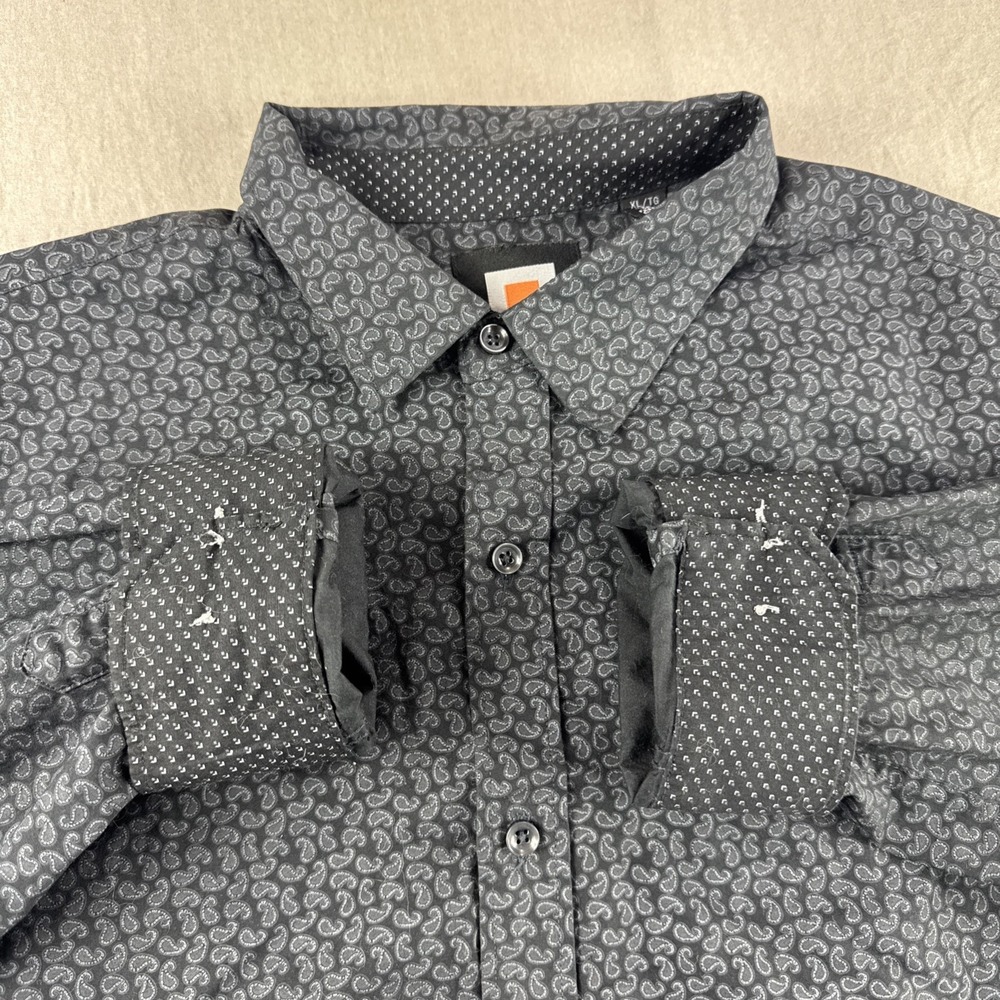 Sqwear Paisley Shirt Mens XL Black Long Sleeve Button Up Preppy Cotton Luxury